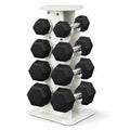 100 lb Rubber Hex Dumbbell Set with Rack O430798