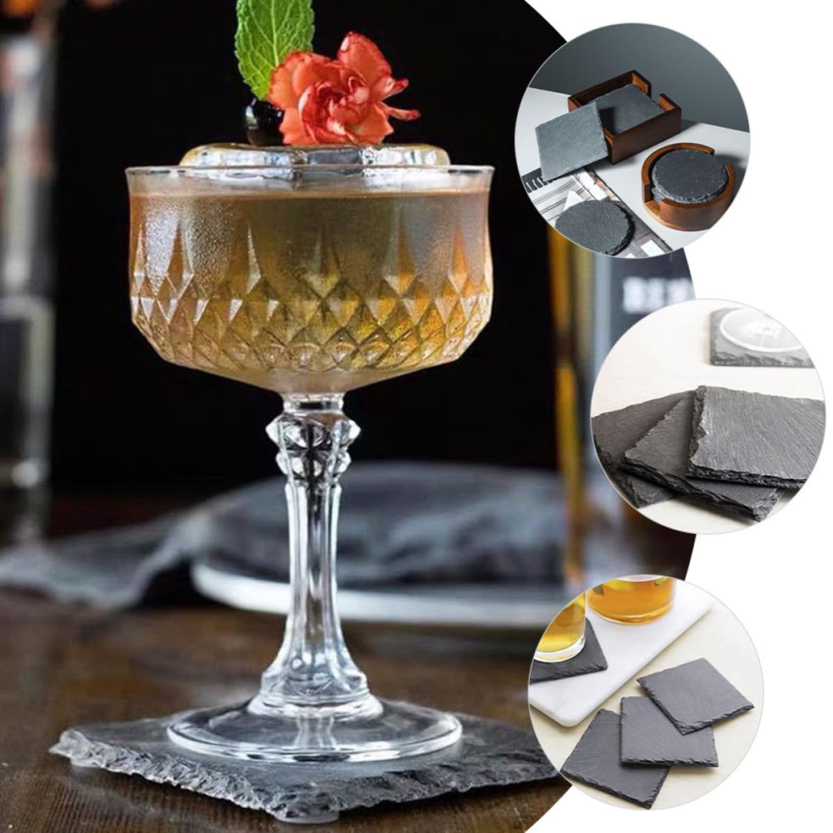 Natural Stone Cup Coaster Set 12pcs G232922