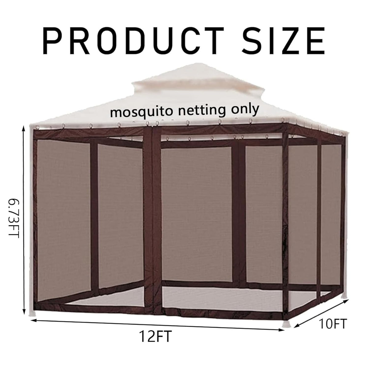 10' x 12' 4-Panel Mosquito Netting Sidewall Curtain with Zippers A372