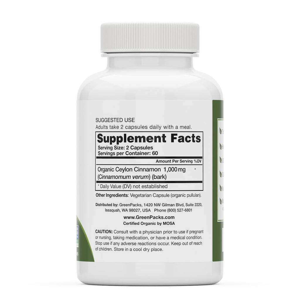 Organic Ceylon Cinnamon Supplement, 120 Capsules H953