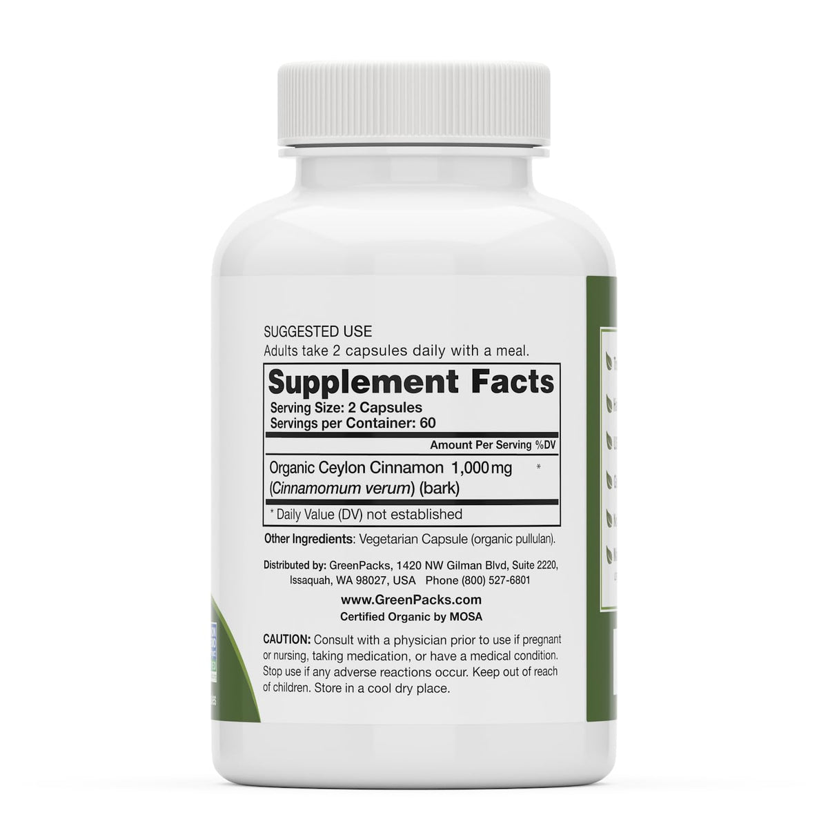 Organic Ceylon Cinnamon Supplement, 120 Capsules H953
