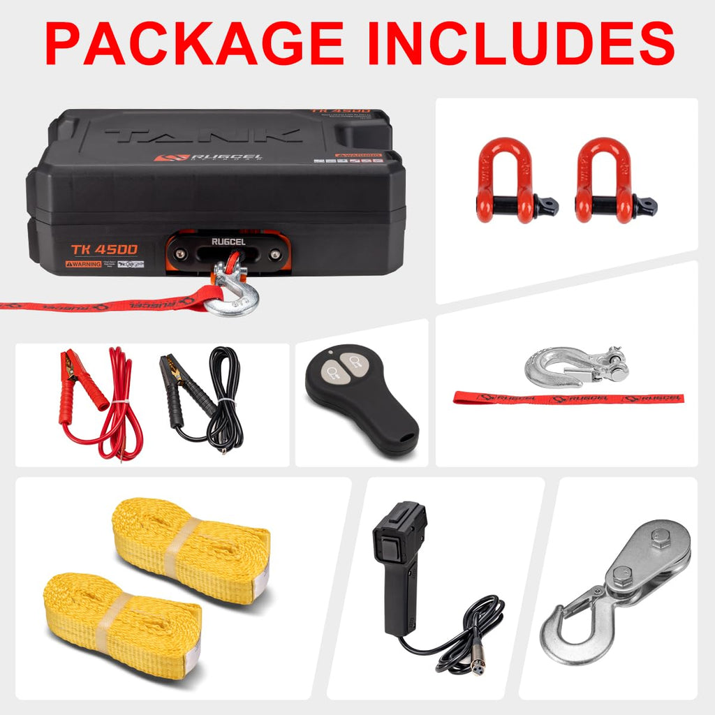 Portable 12V DC Electric Utility Winch 4500lb with Synthetic Rope Q77320