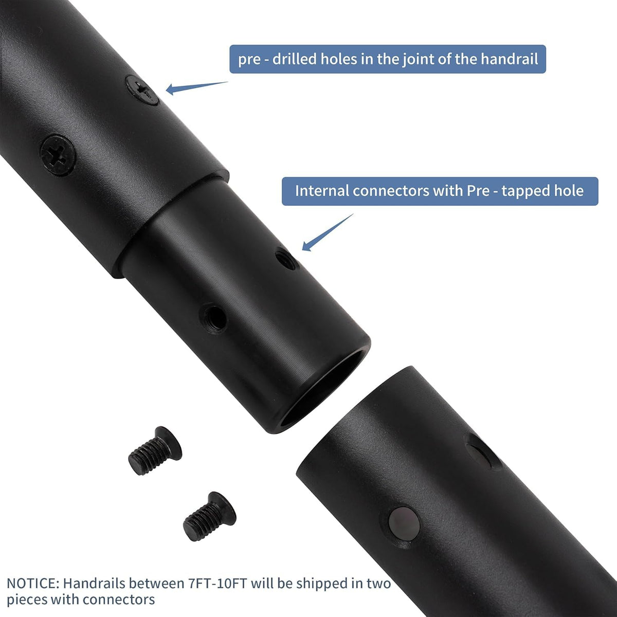 7 FT Matte Black Aluminum Handrail Set P3648
