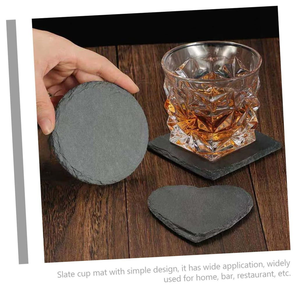 Black 12pcs Natural Stone Cup Coaster Set S24882