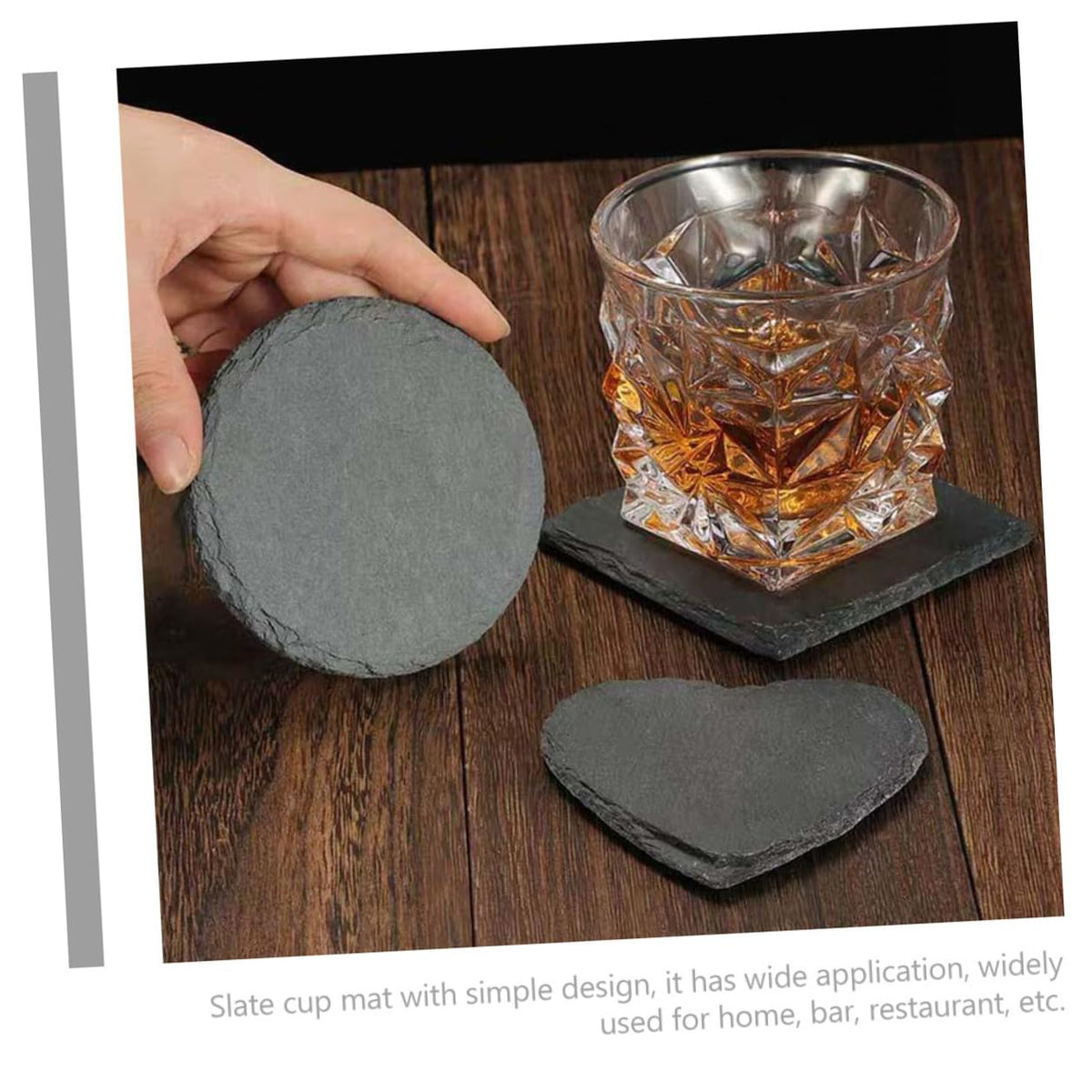 Black 12pcs Natural Stone Cup Coaster Set S24882