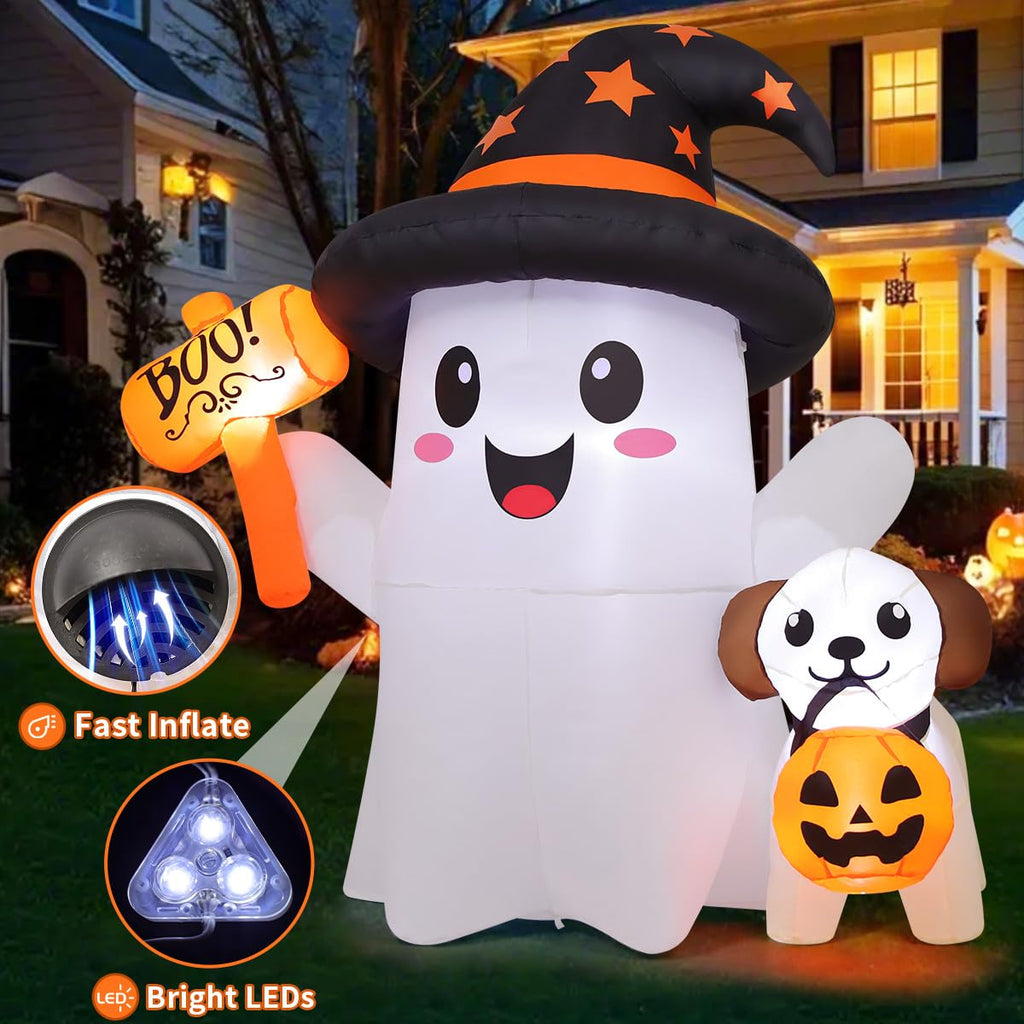 5 FT Halloween Inflatables Ghost with Built-in LEDs S55823