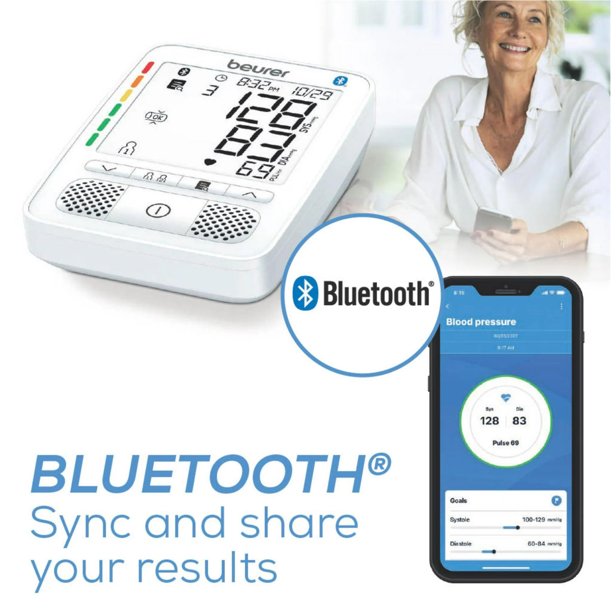Upper Arm Blood Pressure Monitor with Bluetooth and Talking Function J5507