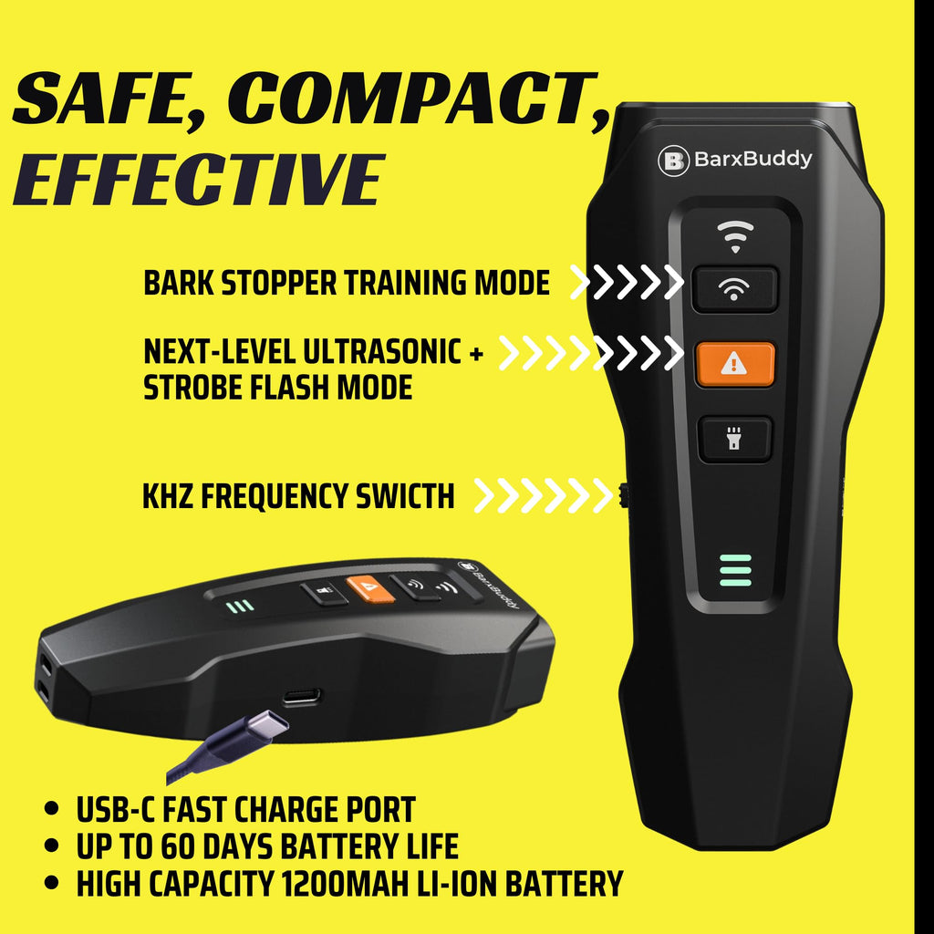 Long Range Ultrasonic Rechargeable Anti Bark Device for Dogs (Black) T42159