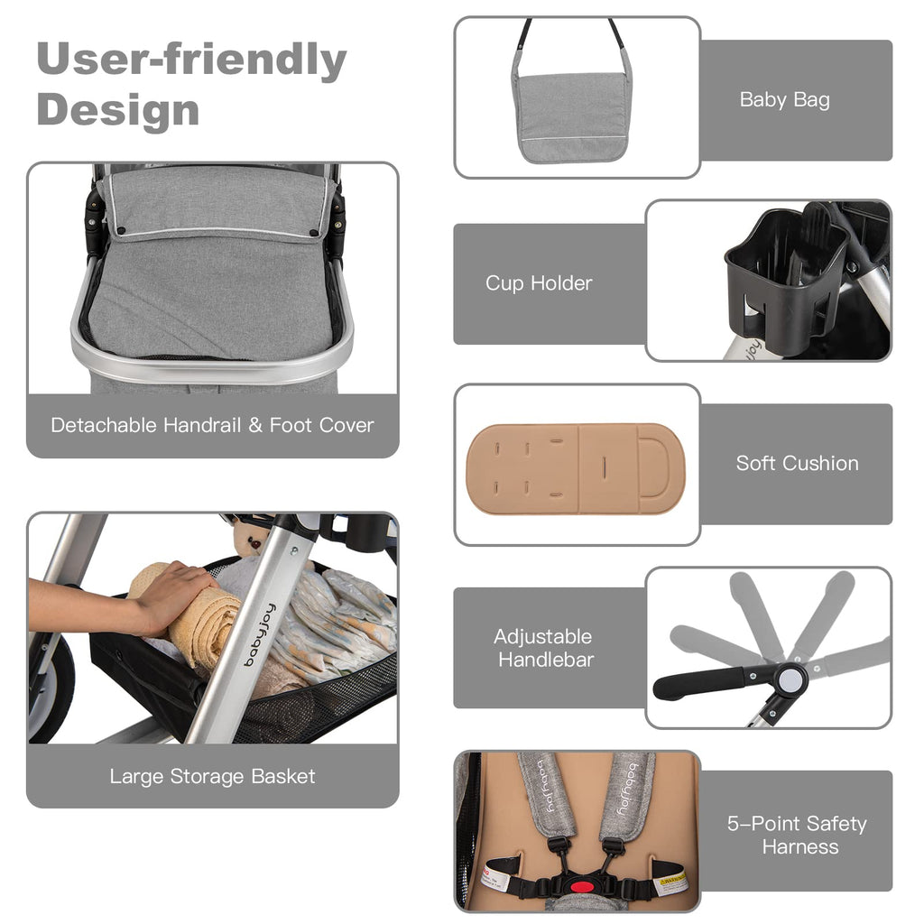 2-in-1 Convertible Bassinet Reclining Stroller K170639