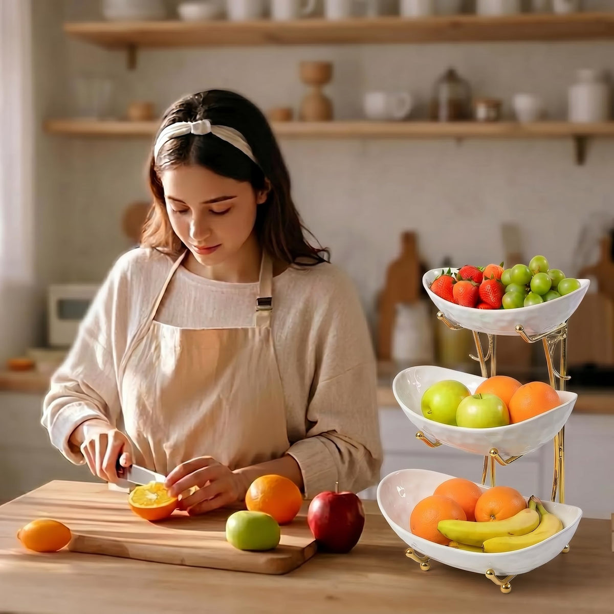 3 Tier Ceramic Fruit Bowl Stand H92731