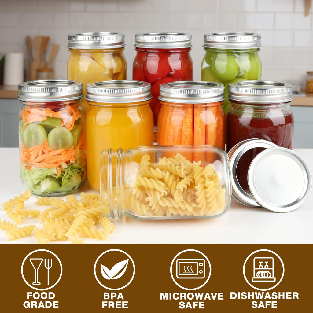 20 Pack 12 oz Mason Jars with Lids and Bands P9616