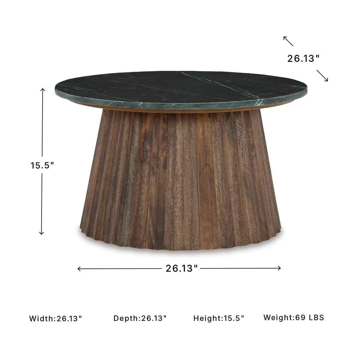 Round Fluted Marble Coffee Table D48673