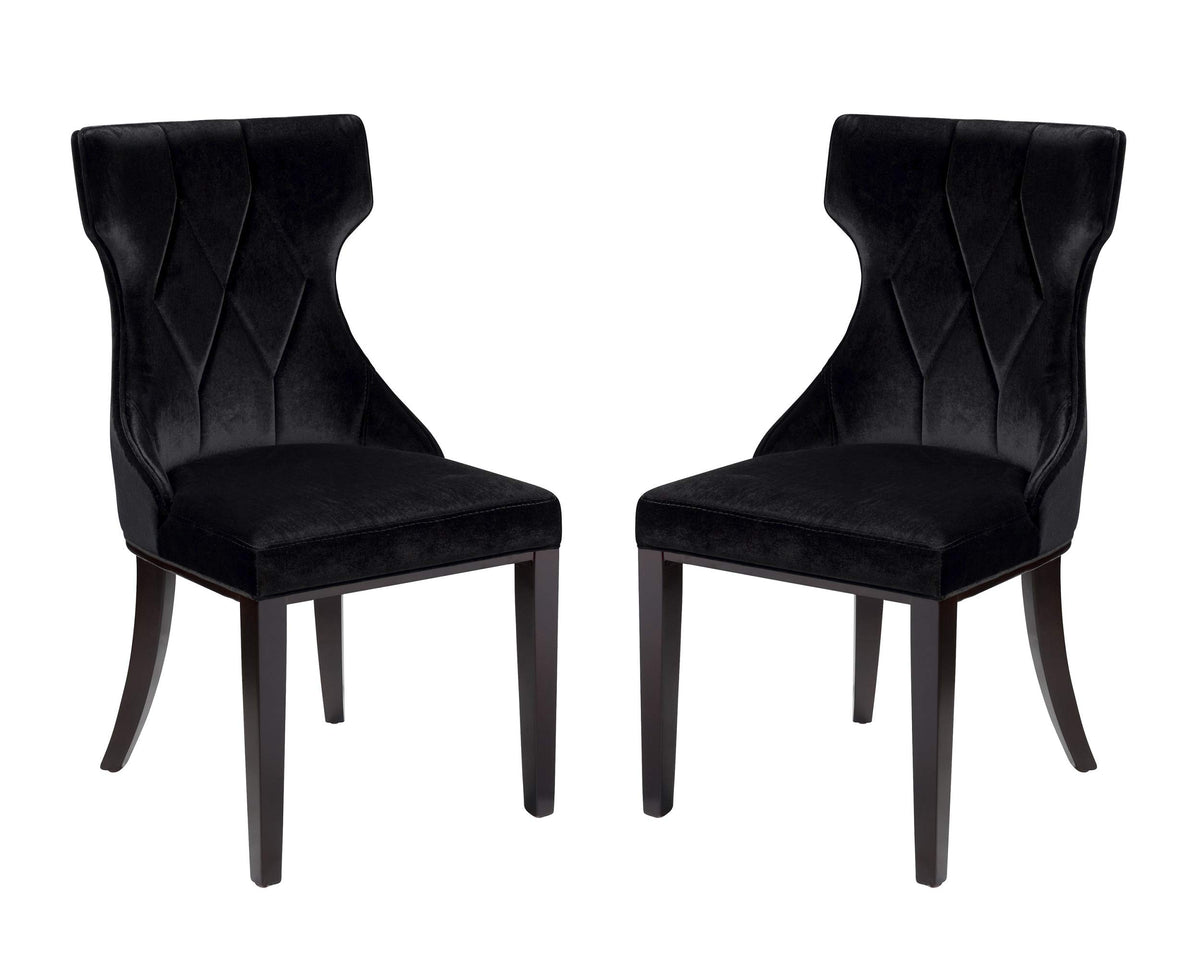 Black Upholstered Dining Chairs Set of 2 Beech Wood V68190