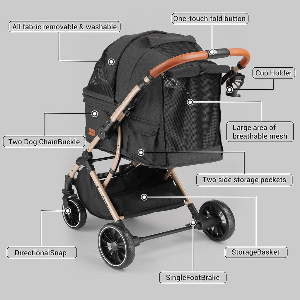 4-Wheel Pet Stroller with Reversible Handle U539204