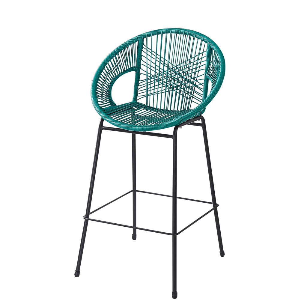 Teal Faux Wicker Outdoor Bar Stool Set of 2 Z513275