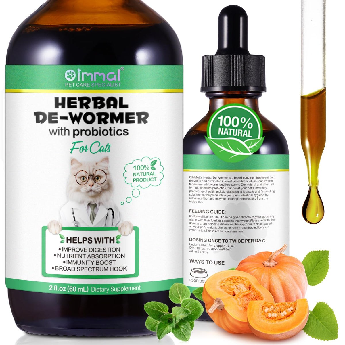 Natural Probiotic Digestive Support Supplement Drops for Cats F8263