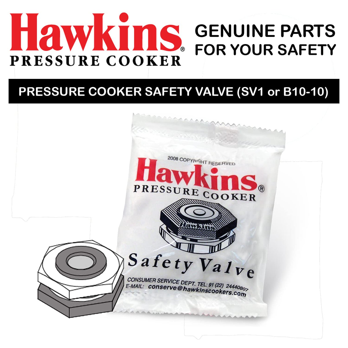Aluminium Safety Valve for Pressure Cookers 1.5 to 14 Litre I71270