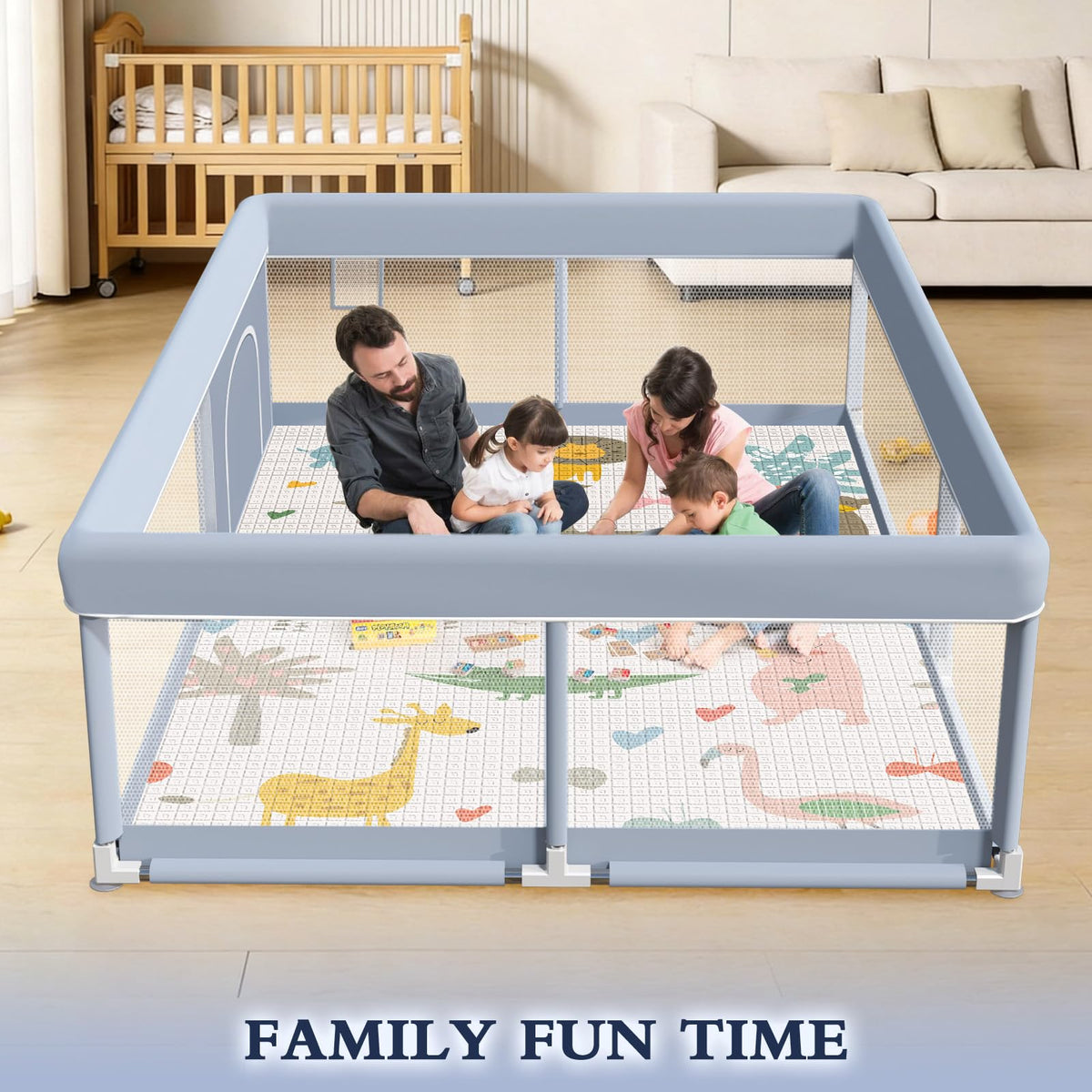 65 x 50 Inch Baby Playpen with Mat C4625