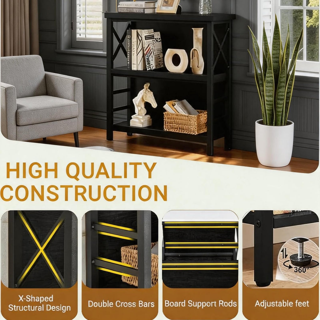 Black 3-Tier Metal Bookshelf S14496