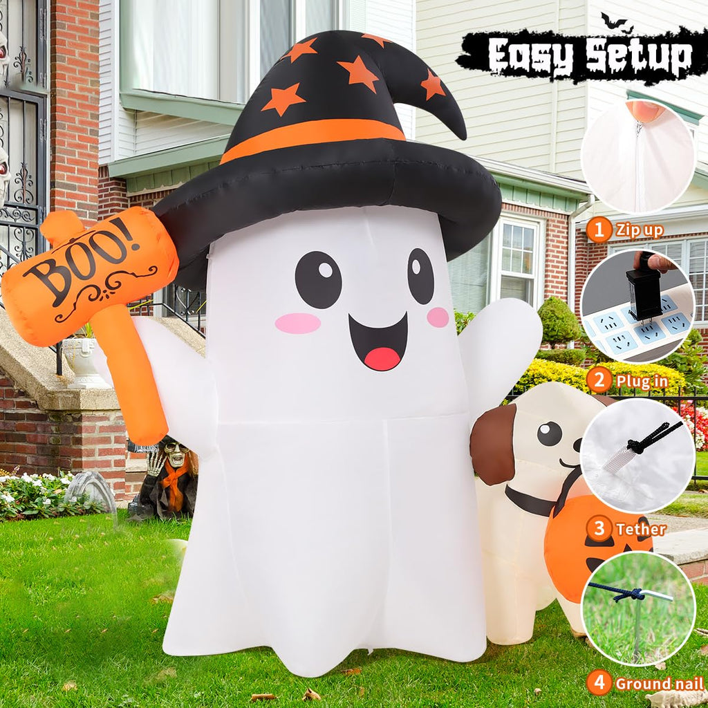 5 FT Halloween Inflatables Ghost with Built-in LEDs S55823
