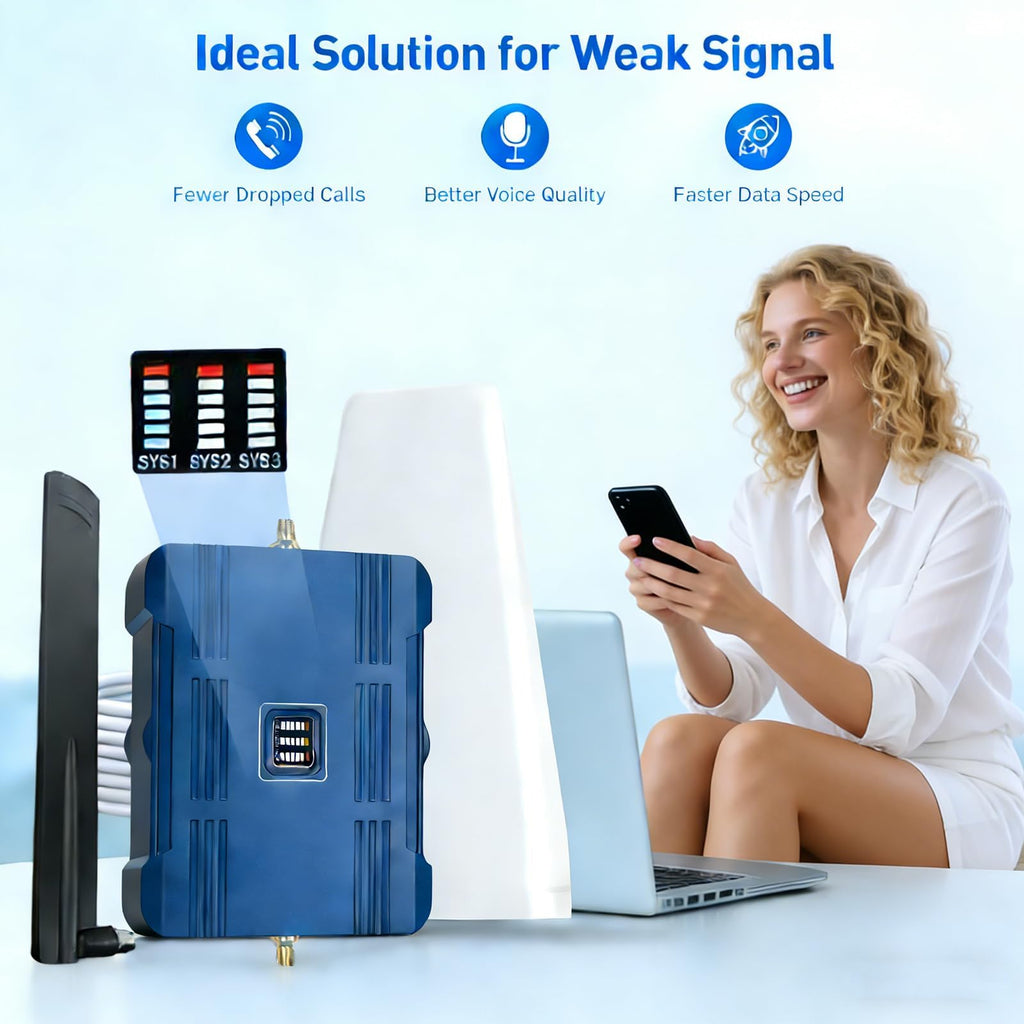 Cell Phone Booster for Home & Office, Up to 3000 Sq.Ft, Supports Band 12/17/13/5 V5267