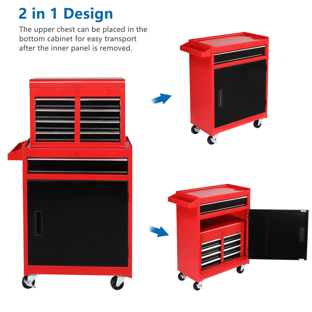 5 Drawer Rolling Tool Chest with Lockable Wheels C8983