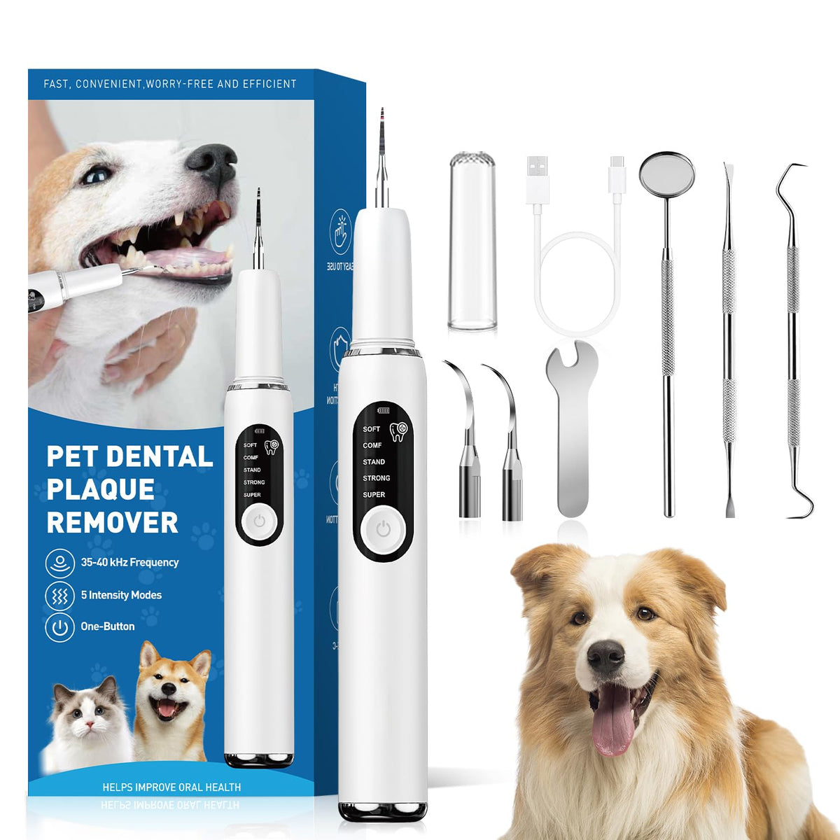 White Dog Teeth Cleaning Kit with LED Light C2925