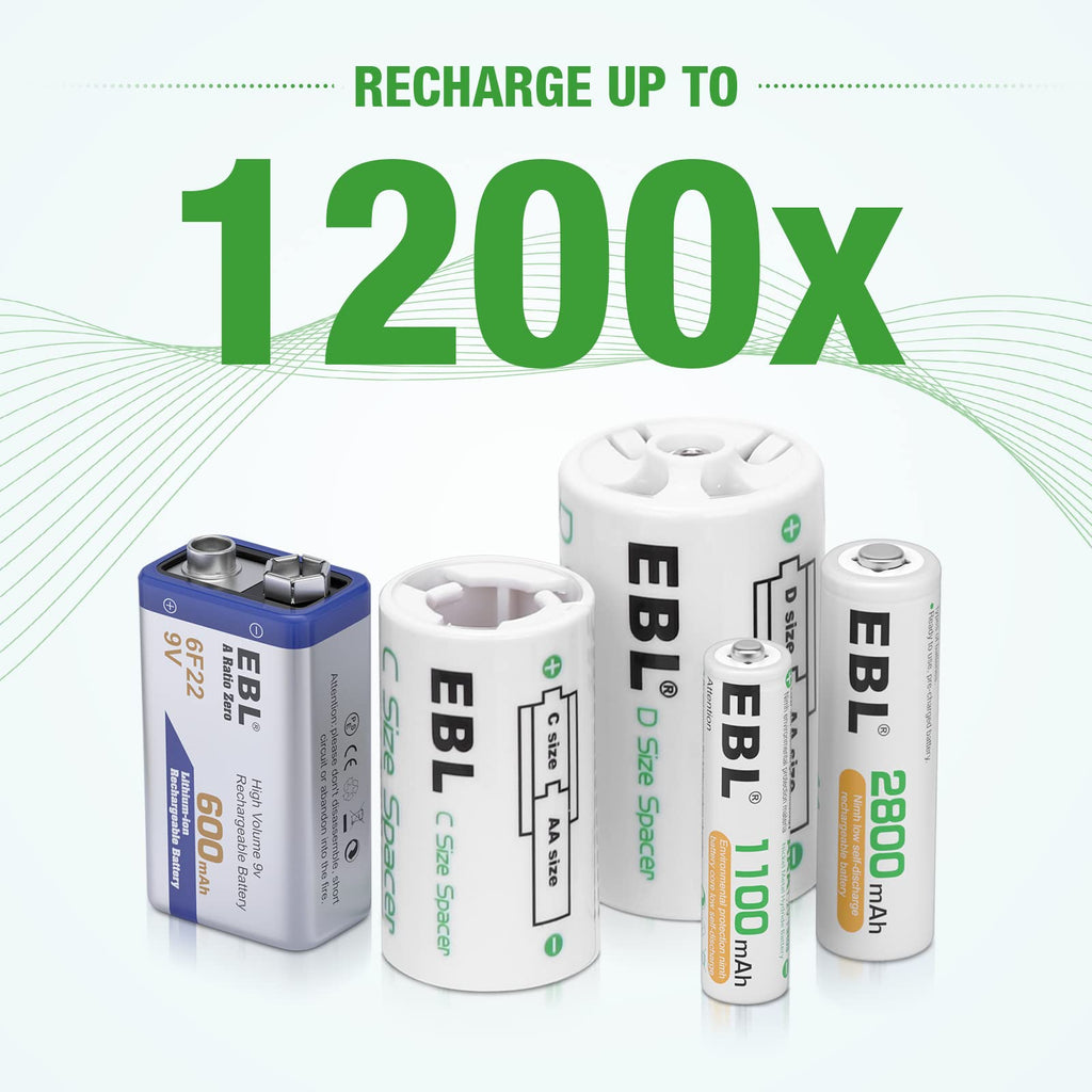 Rechargeable Batteries with Battery Organizer Storage Box V9569