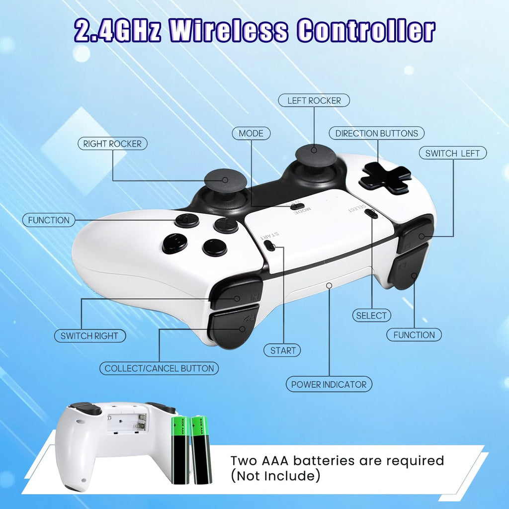 Wireless Retro Gaming Console Game Stick with 4K HDMI Output and 2 Wireless Controllers T939