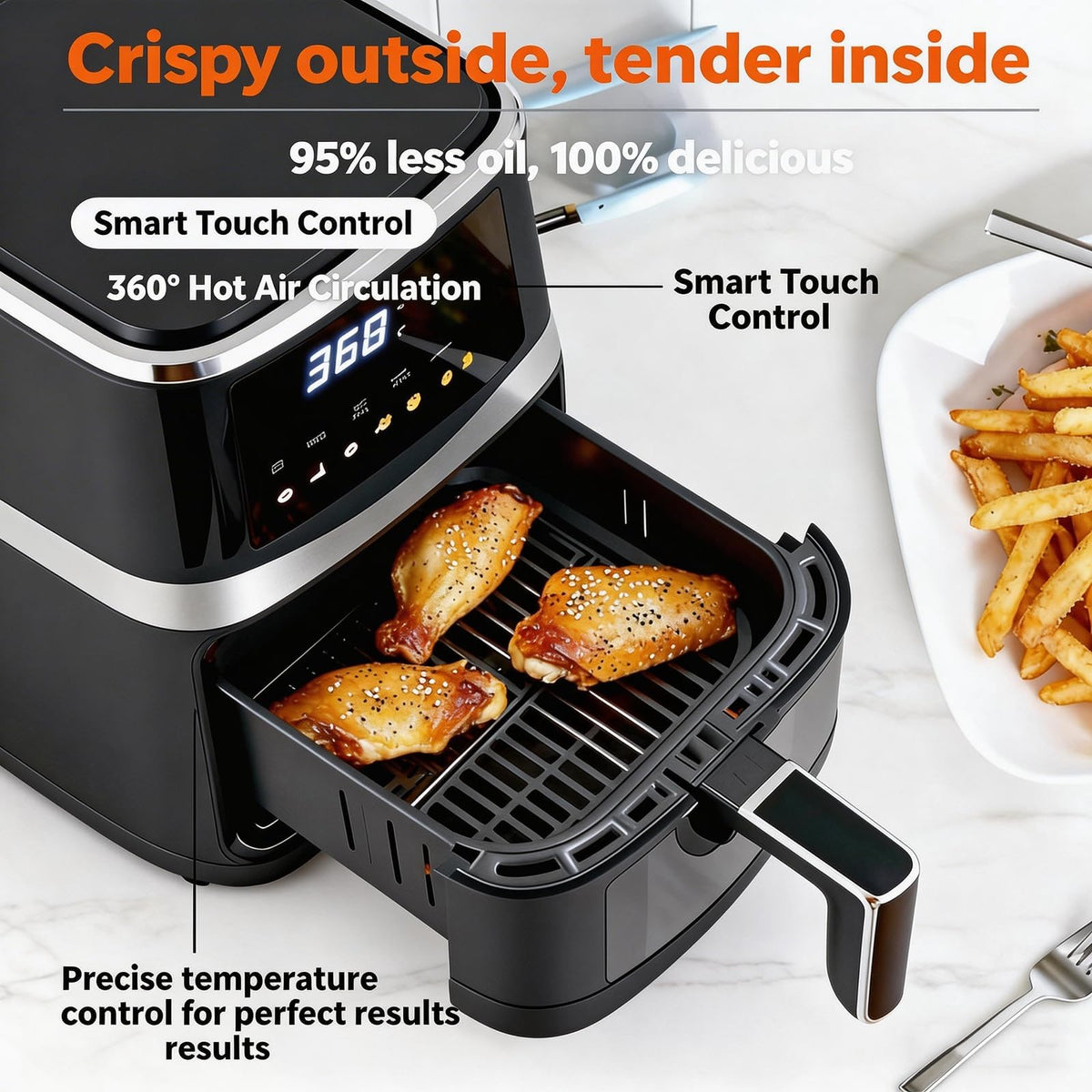 6 QT Family Size Air Fryer with Visible Cooking Window Z151