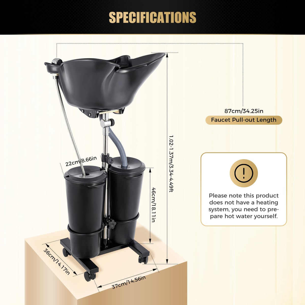 Portable Plastic Shampoo Unit with 2 Water Buckets O318