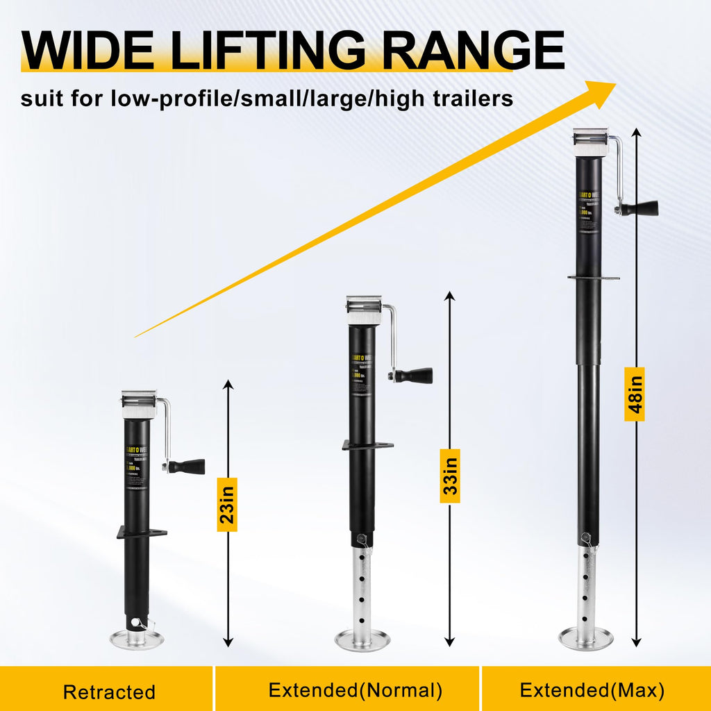5000 lbs A-Frame Trailer Jack, 15" Vertical Travel with Adjustable Drop Leg M92743