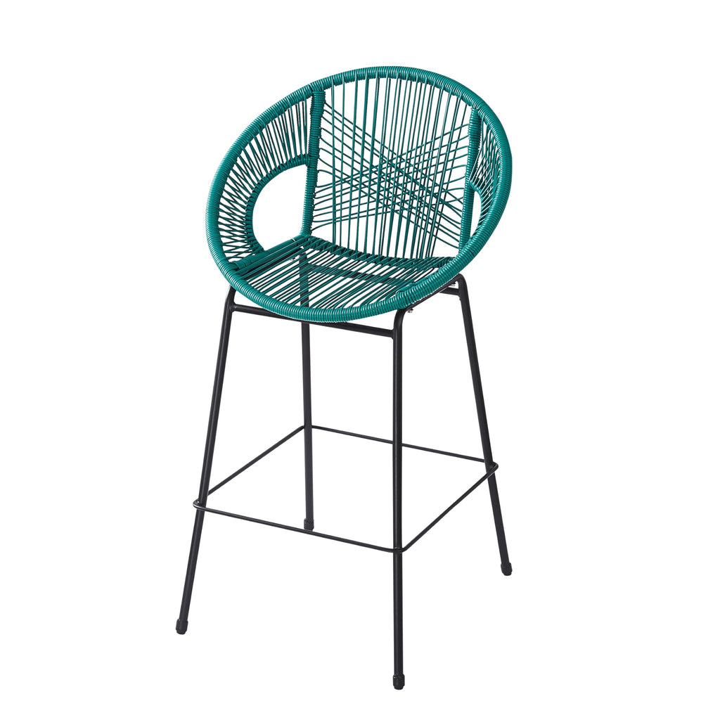 Teal Faux Wicker Outdoor Bar Stool Set of 2 Z513275
