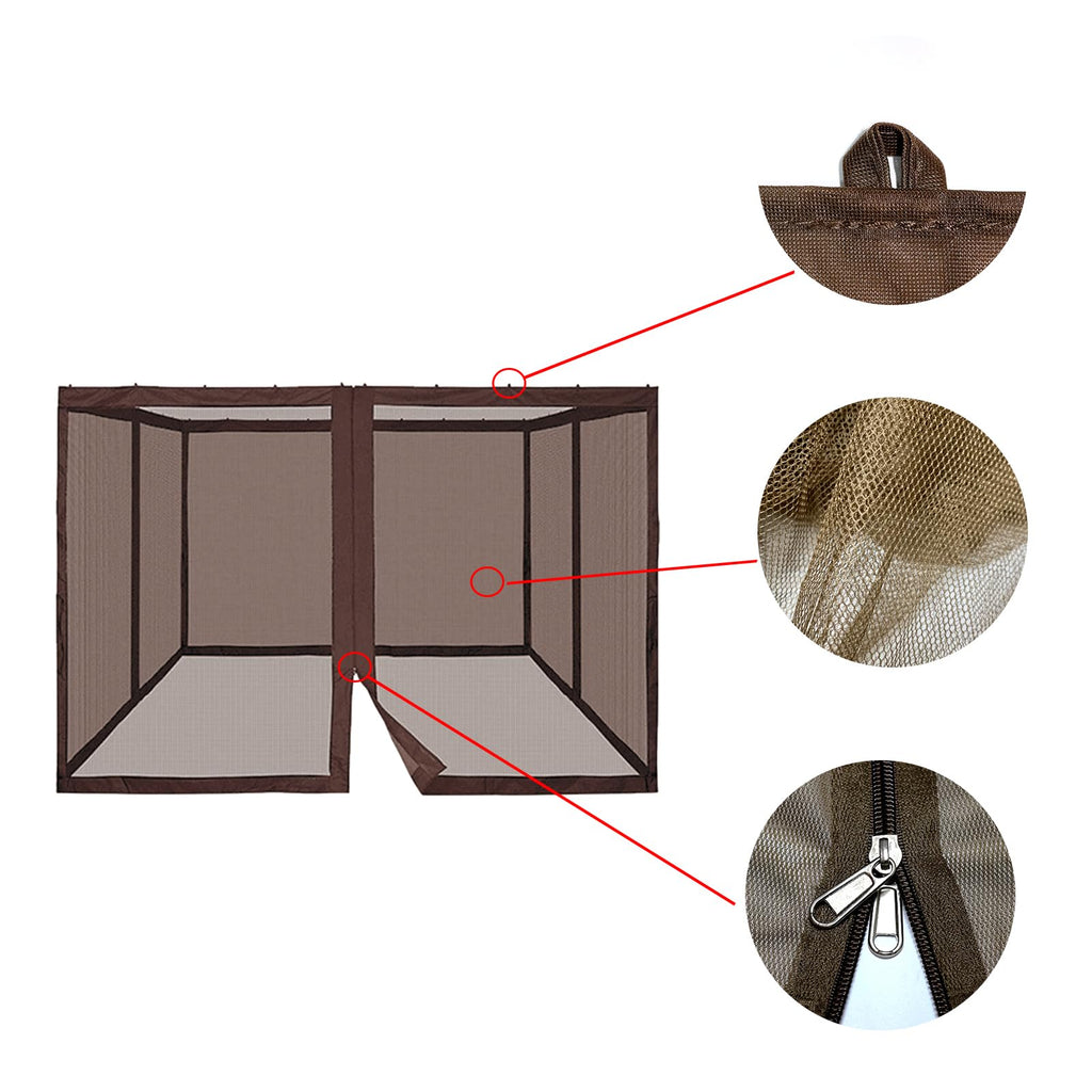 10' x 12' 4-Panel Mosquito Netting Sidewall Curtain with Zippers A372