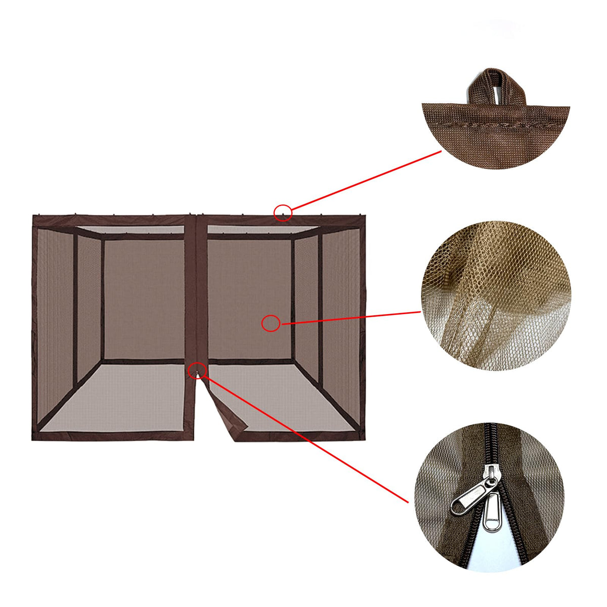 10' x 12' 4-Panel Mosquito Netting Sidewall Curtain with Zippers A372