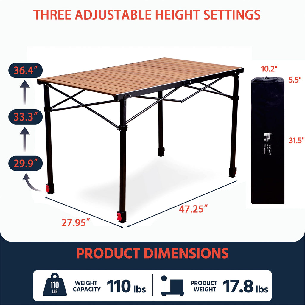 Large Adjustable Height Aluminum Camping Table L864