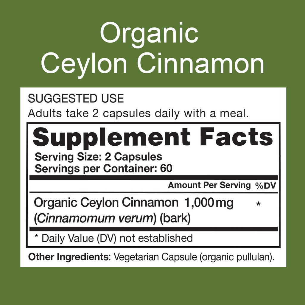 Organic Ceylon Cinnamon Supplement, 120 Capsules H953