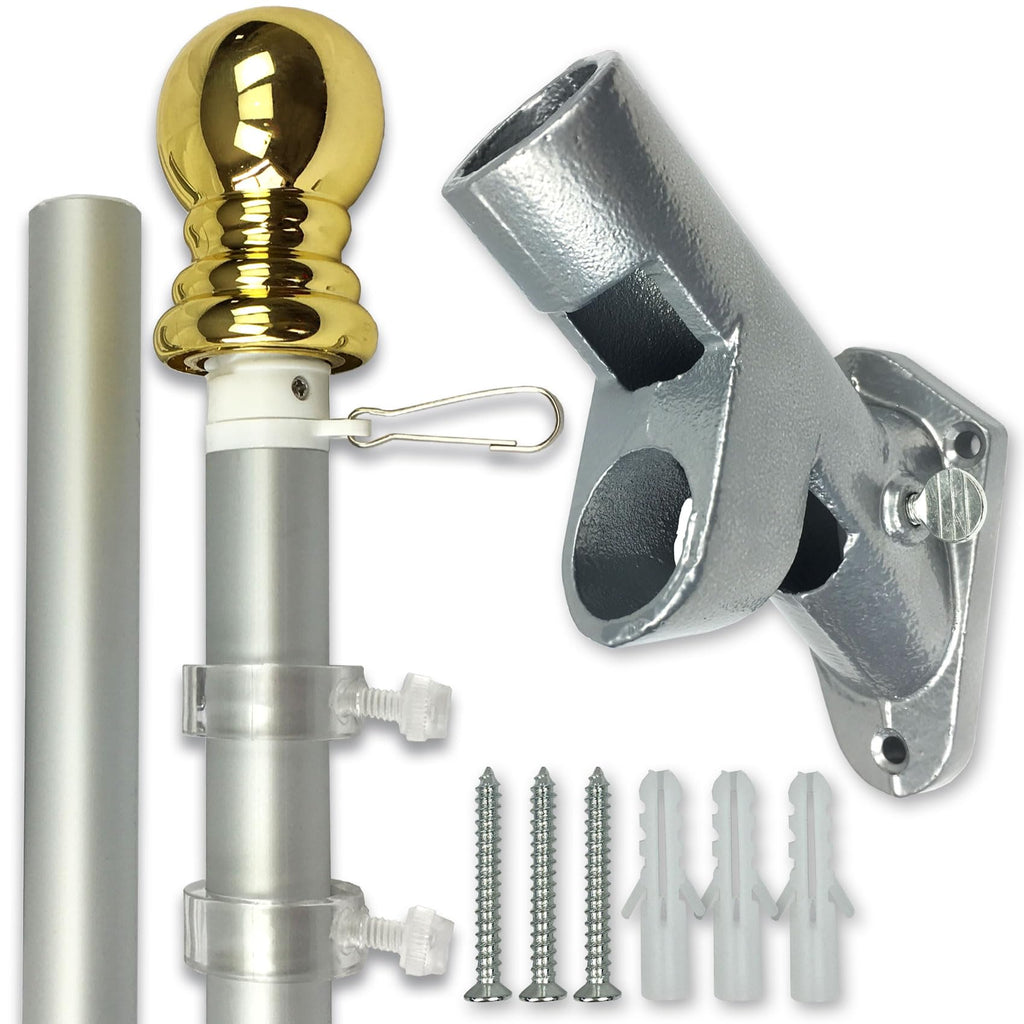 Flag Pole and Bracket Kit Brushed Aluminum Y3949