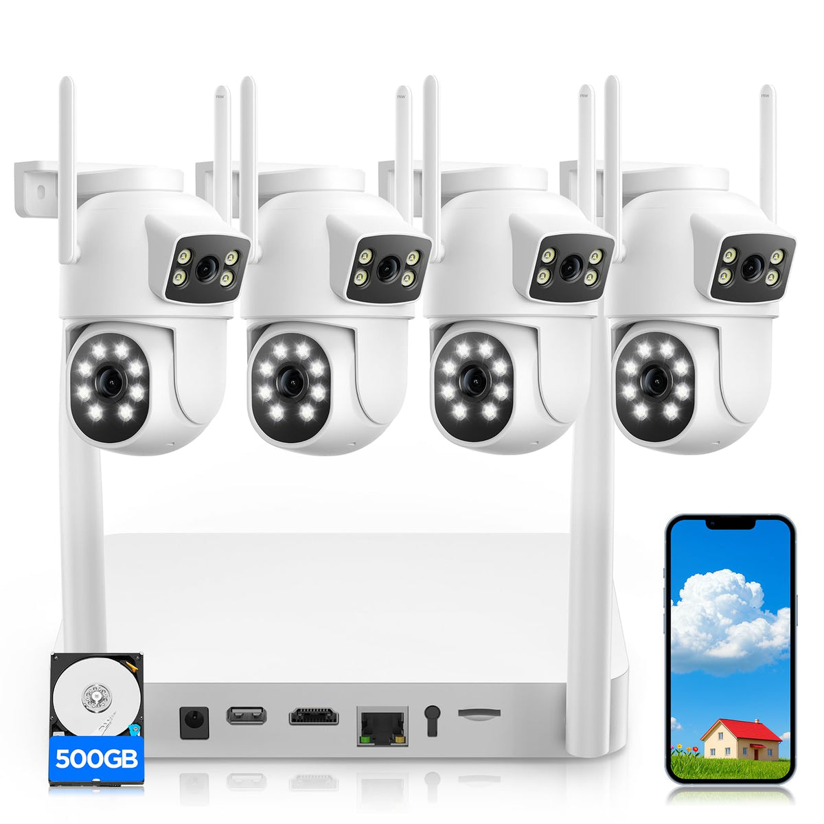 Wireless Outdoor 4 Cam Home Security Cameras System K952