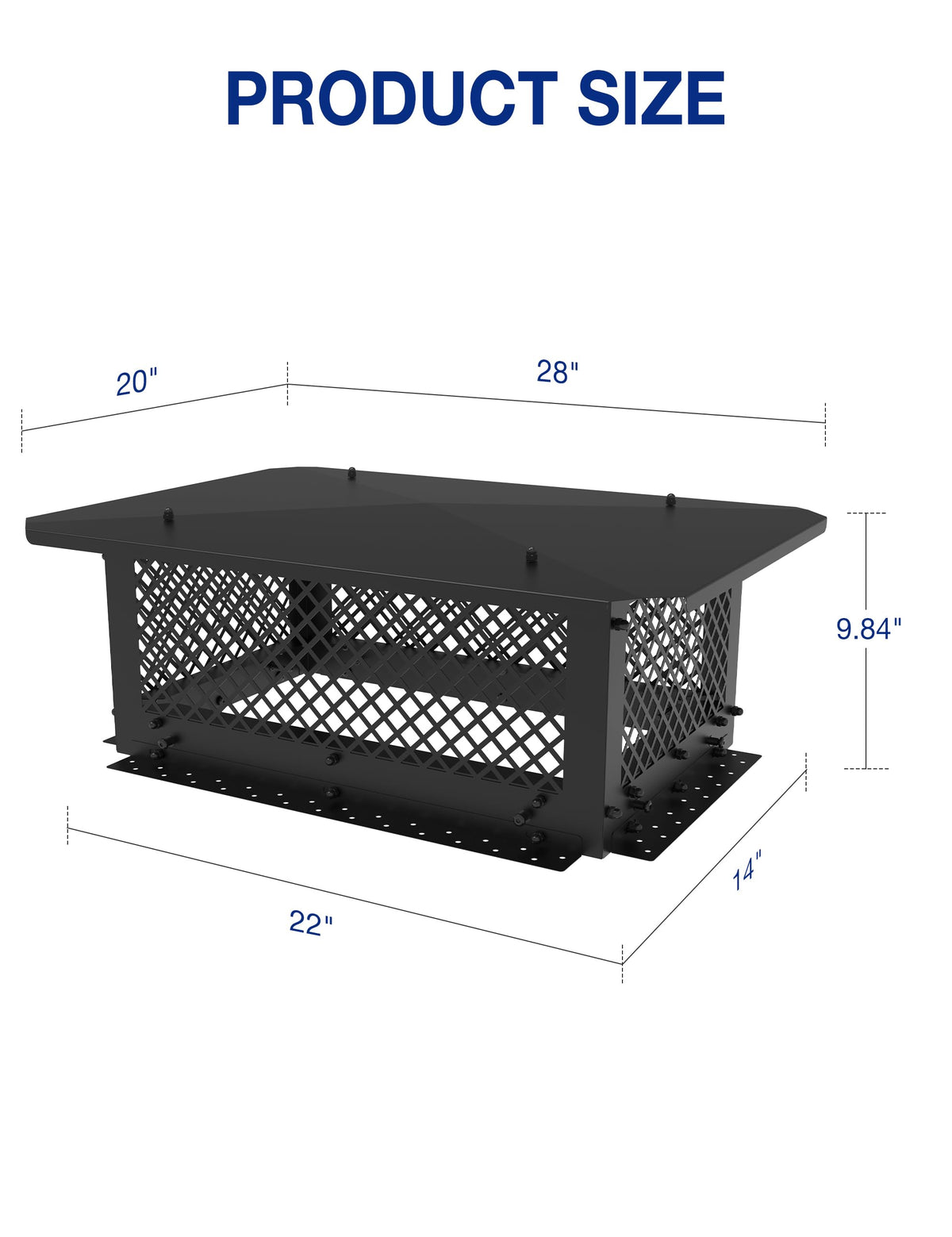 14" x 22" Rectangular Galvanized Steel Chimney Cap E947