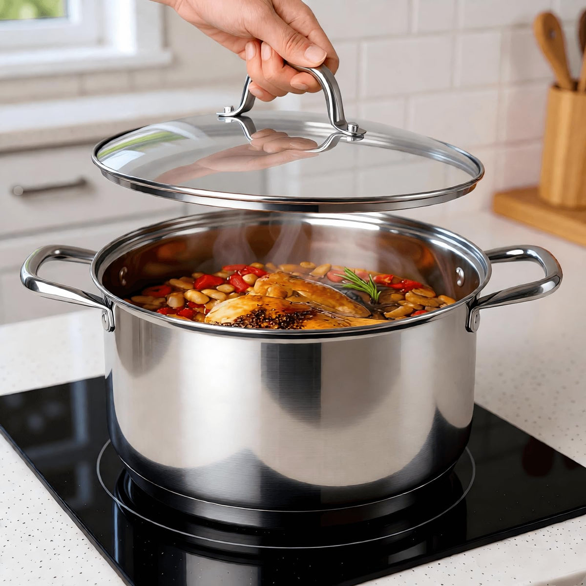 10 Quart Stainless Steel Stock Pot with Lid C8638
