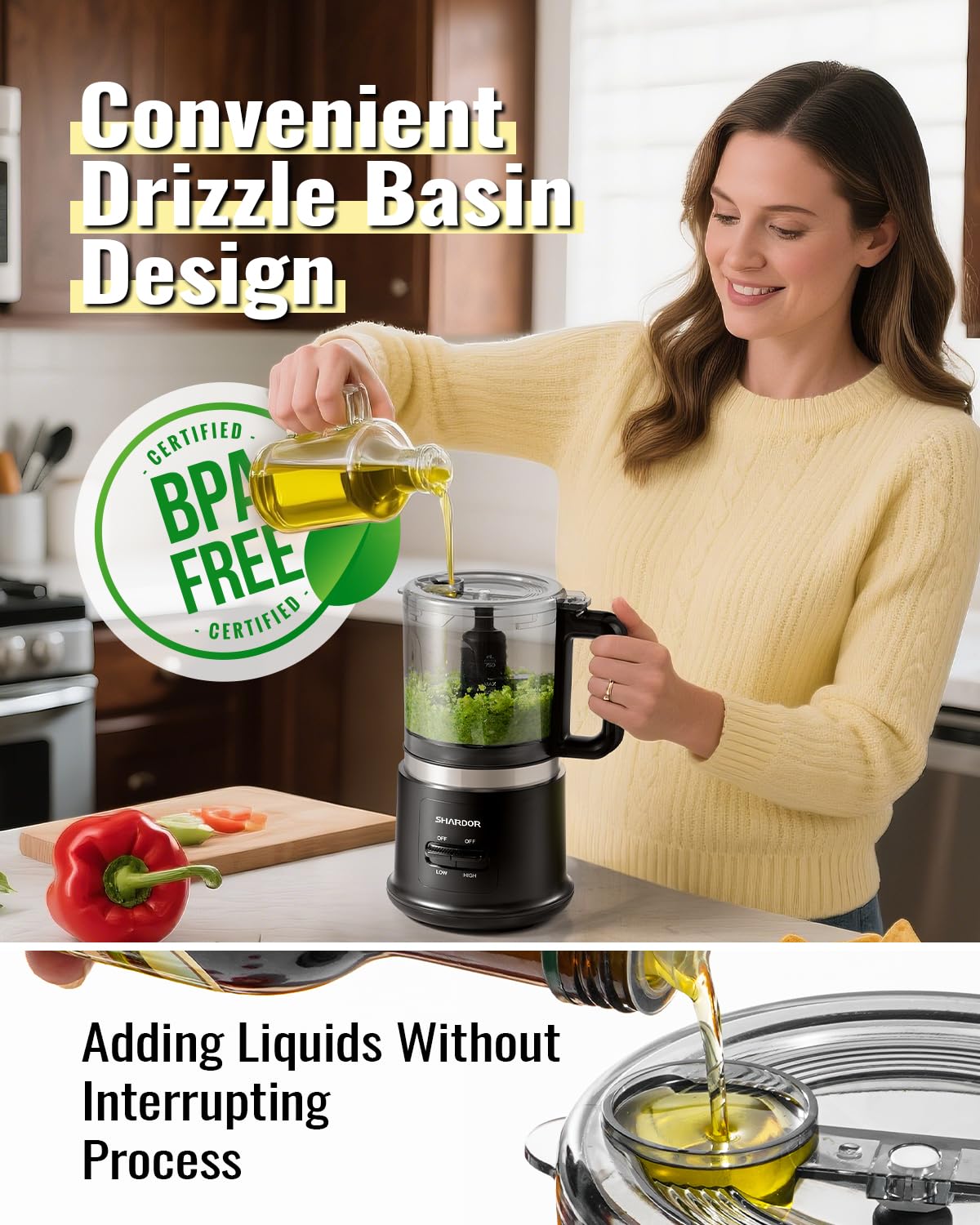 4 Cup Electric Food Processor with Stainless Steel Blades O6142