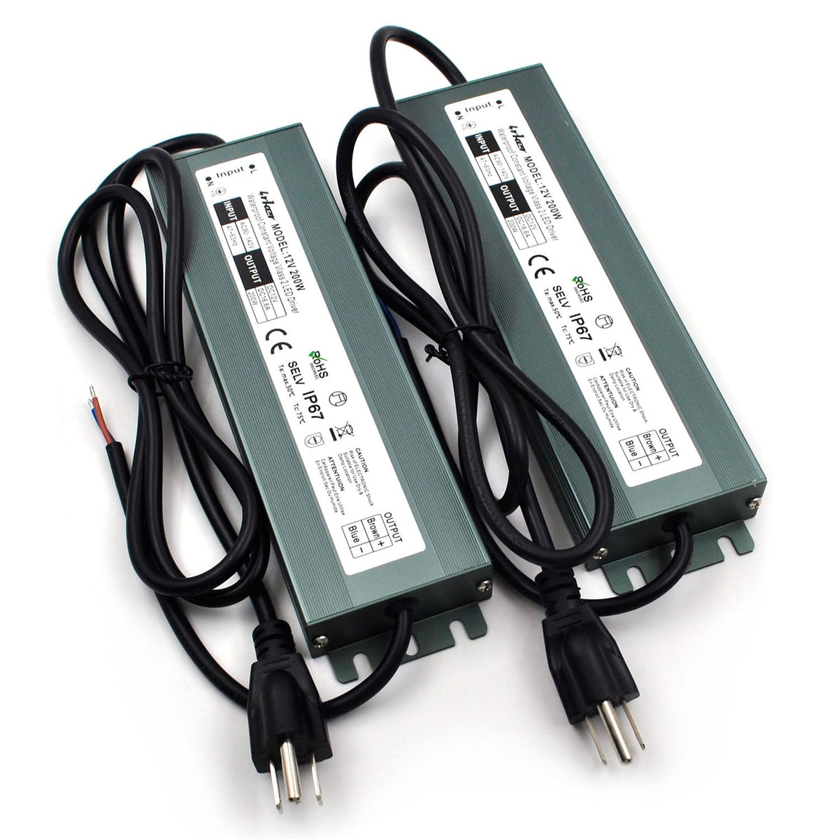 2 Pack 12V 200W Waterproof IP67 LED Driver T990568