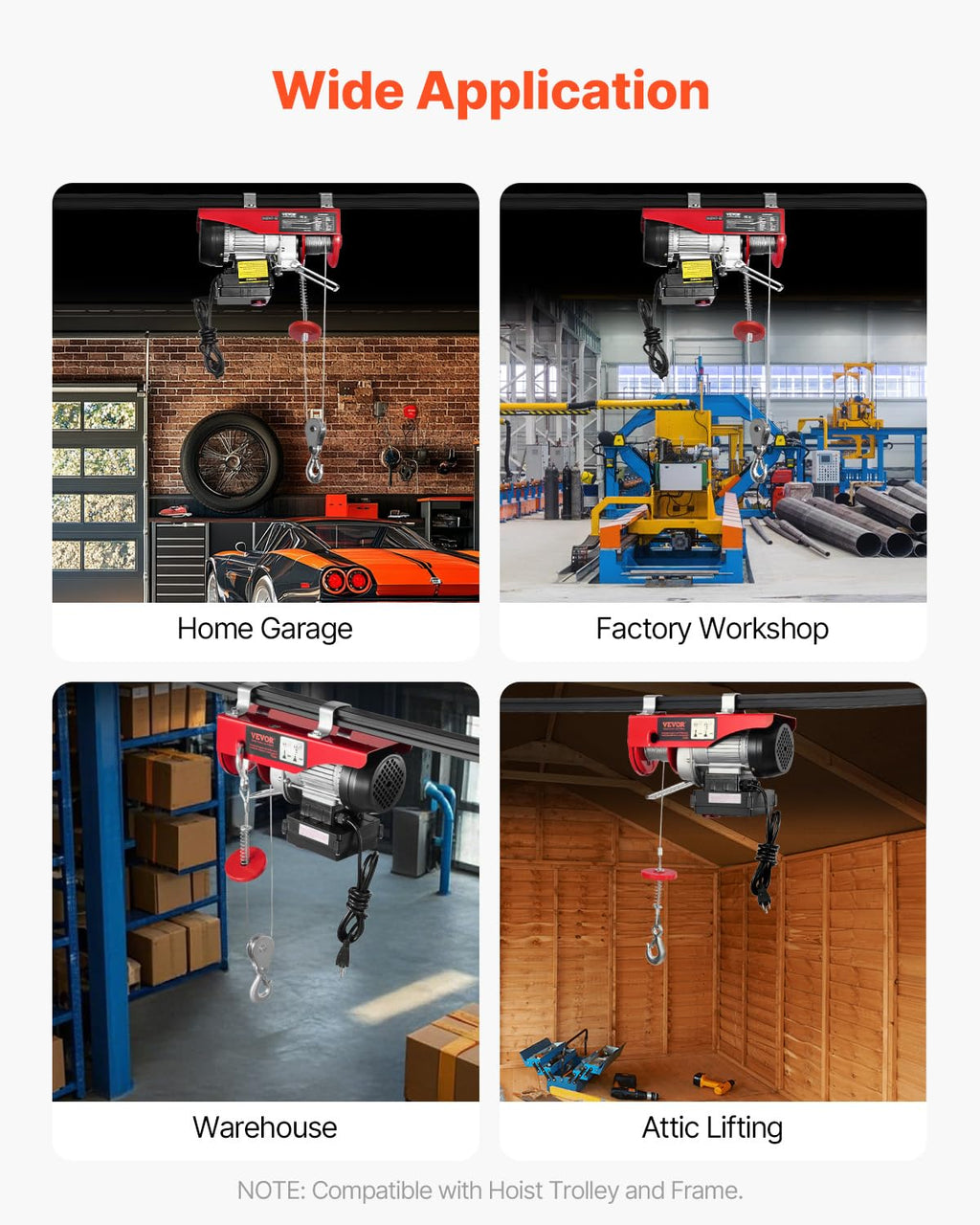 110v 440lbs Electric Hoist with Wireless Remote Control P130