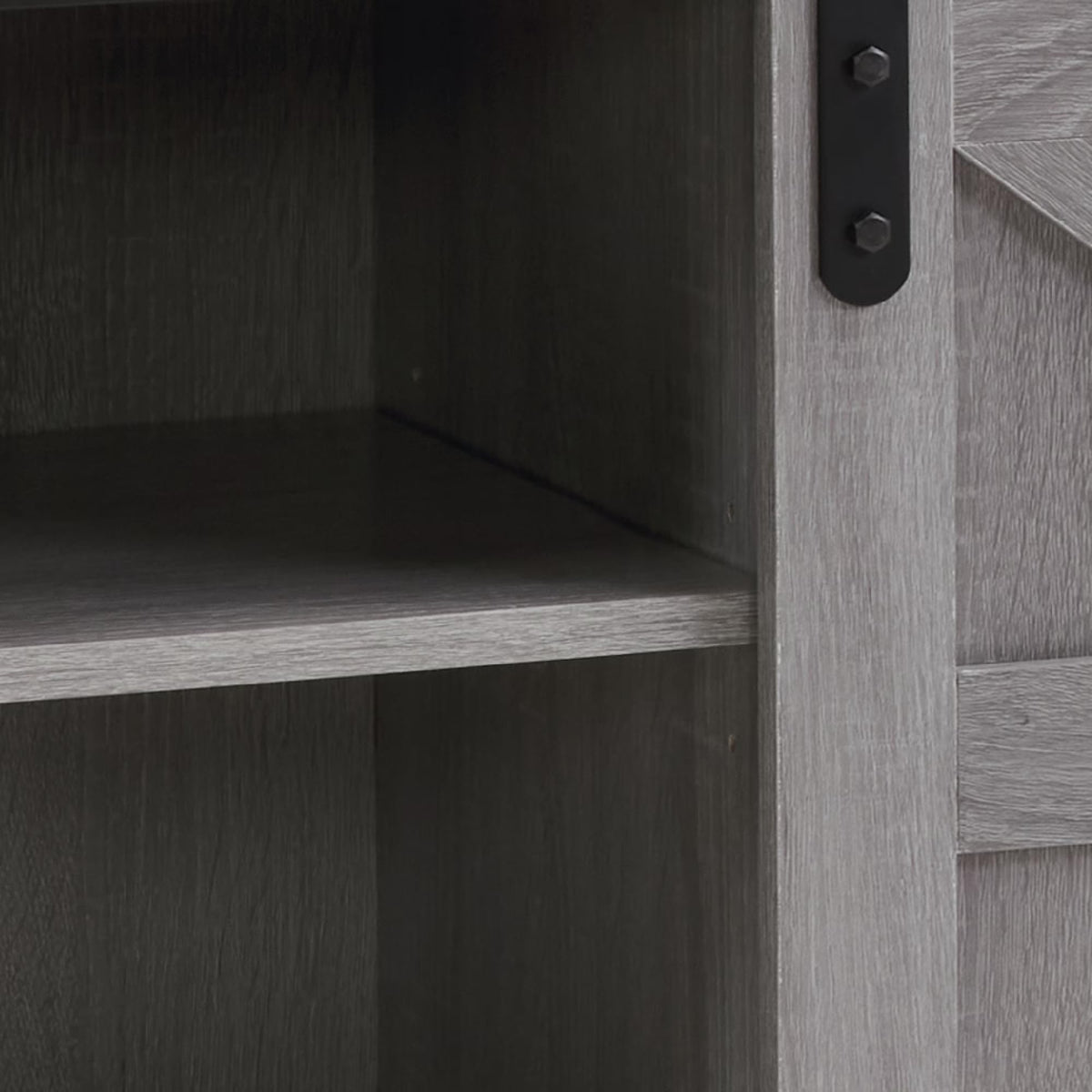 65" Grey Farmhouse TV Stand with Sliding Doors D717