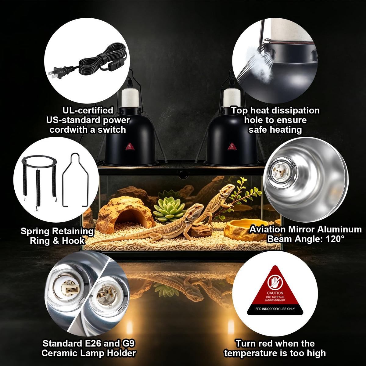 Ceramic Socket Reptile Heat Lamp Kit R6020