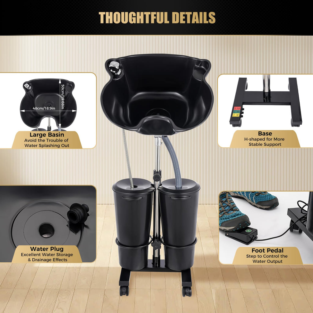 Portable Plastic Shampoo Unit with 2 Water Buckets O318