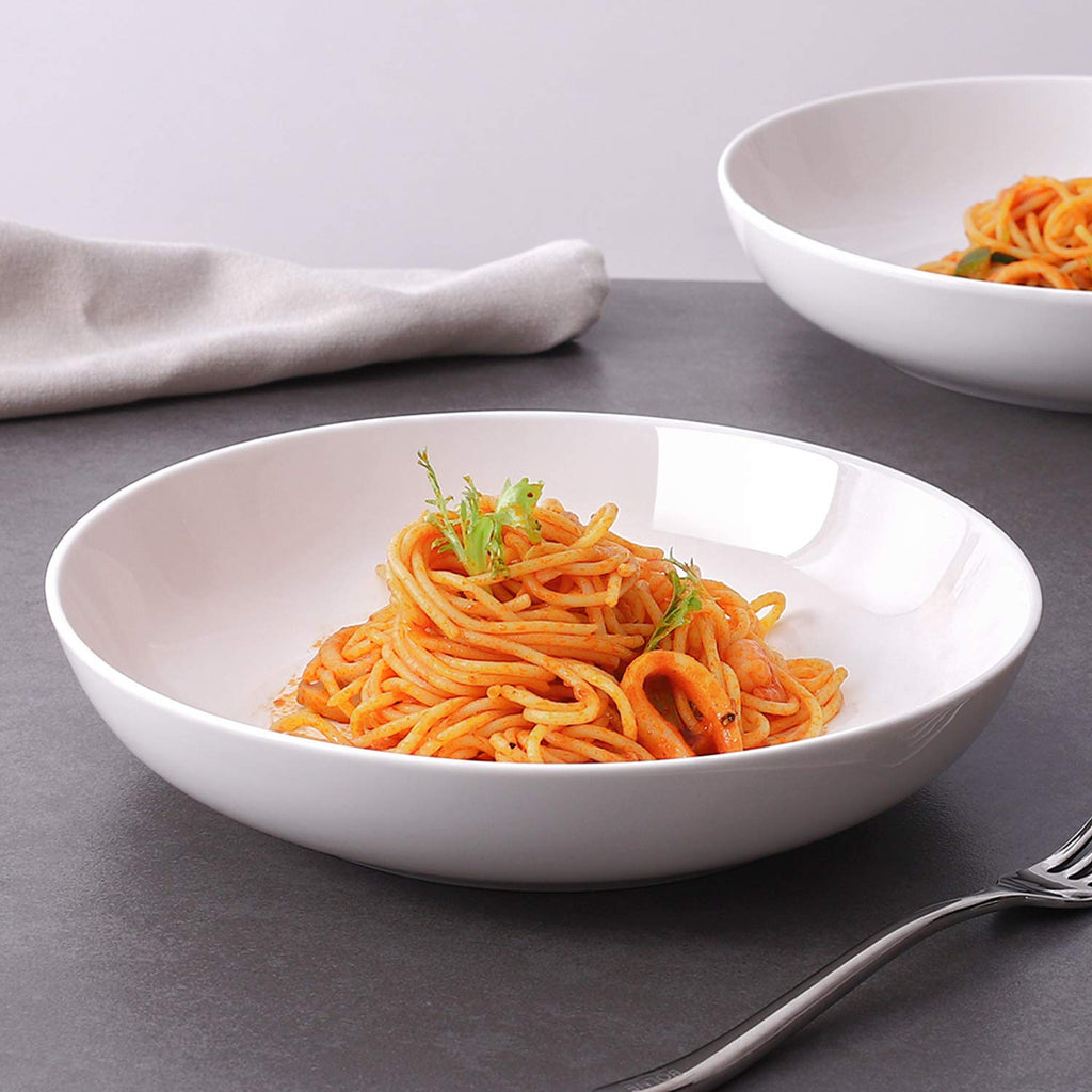 9.75" White Ceramic Pasta Bowls Set of 4 S660125