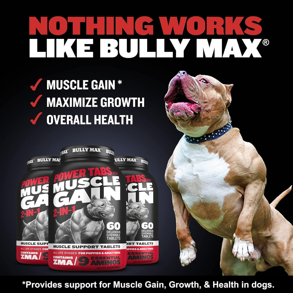 Dog Weight Gainer Soft Chews Liquid Gel Supplement & Muscle Builder Power Tabs Bundle U3271