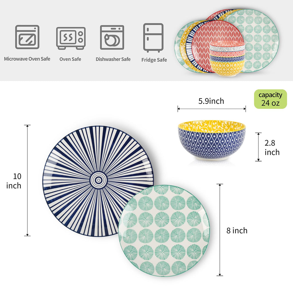 Ceramic 12-Pieces Dinnerware Sets for 4 W996407